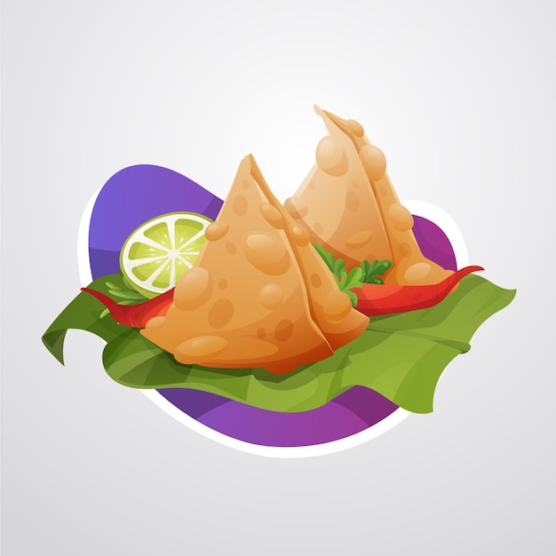 Vector libre samosa comida asiática