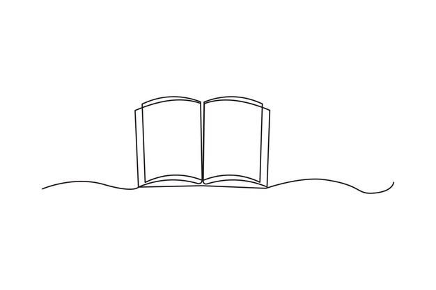 Vector de libro abierto minimalista Dibujo de líneas simples Arte de líneas literarias Concepto de lectura Vector