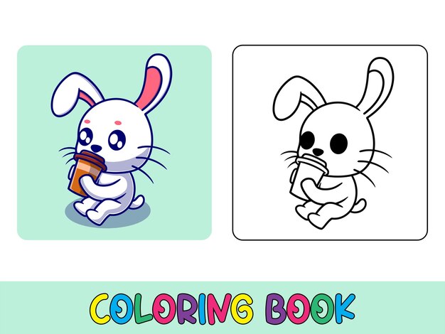 Vector libro para colorear actividad animal Libro para colorear lindo animal para educación lindo conejo negro y