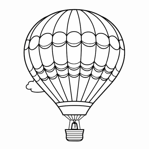 El vector de un libro para colorear de globos de aire caliente dibujado a mano