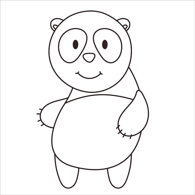 Vector libro para colorear panda Animal africano divertido tipo oso panda Gracioso lindo garabato pequeño animal africano para impresión de moda niños usan saludo de invitación de cartel de vivero