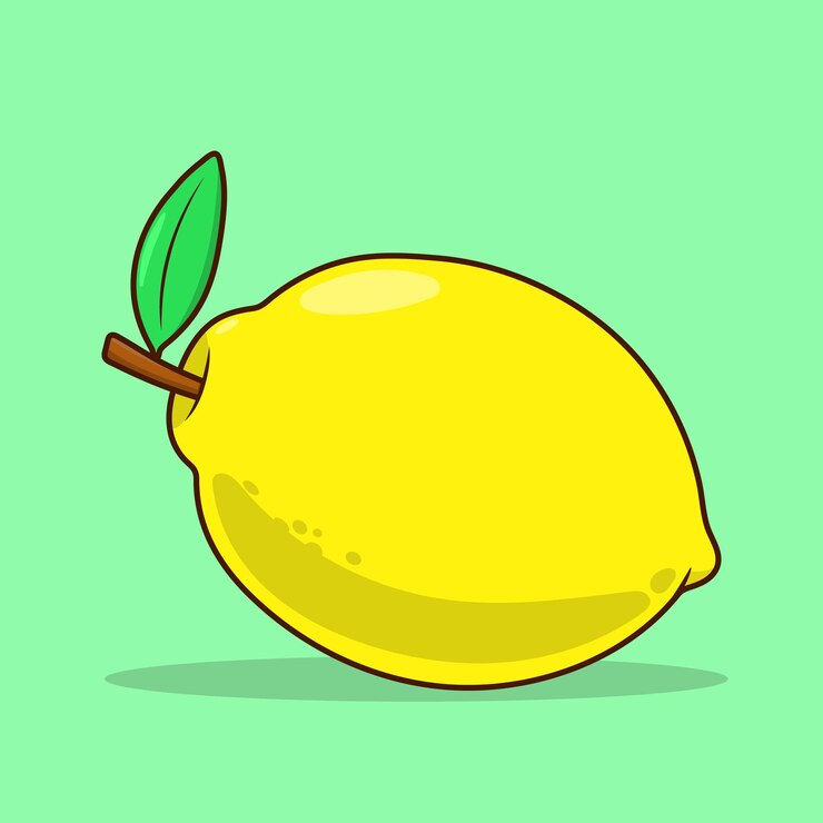 un vector de limón amarillo con una hoja en él