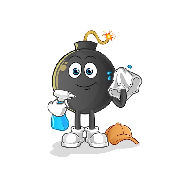 Vector limpiador de bombas. personaje animado