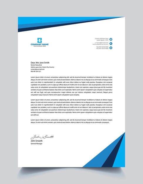 Vector limpio diseño sencillo corporativo de papel de carta a4 para impresión