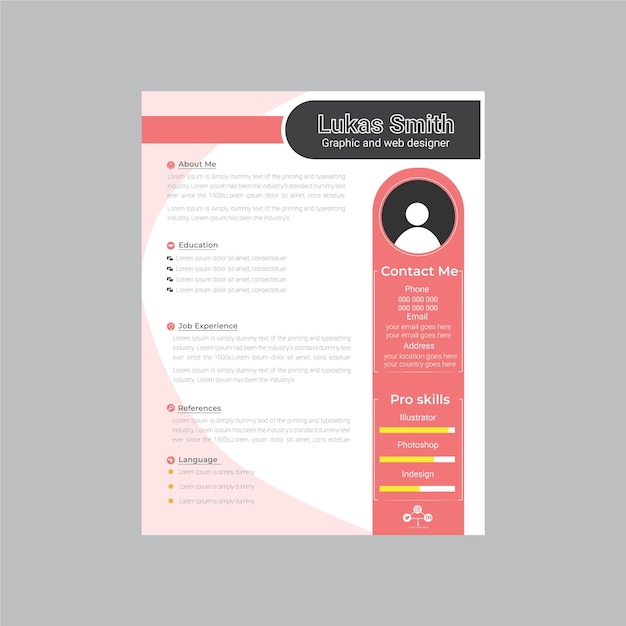 Vector limpio y moderno cartera de currículum o plantilla de CV
