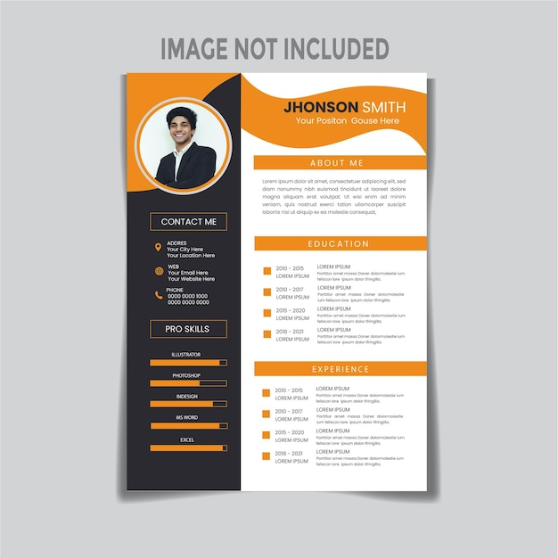 Vector limpio y moderno currículum o plantilla cv