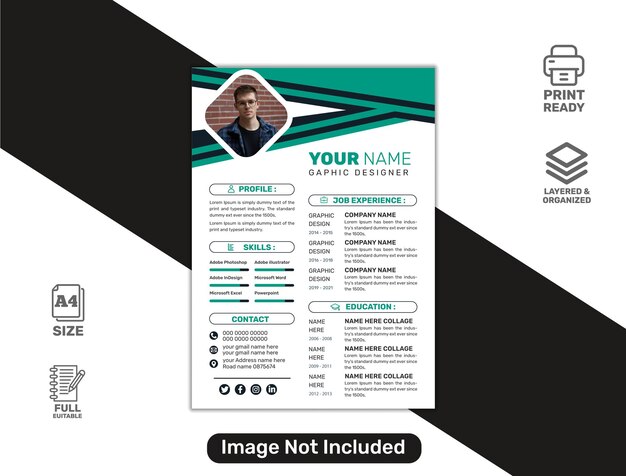 Vector limpio y moderno portafolio de currículum o plantilla de cv