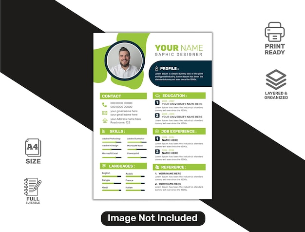 Vector limpio y moderno portafolio de currículum o plantilla de cv