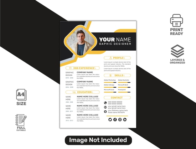 Vector limpio y moderno portafolio de currículum o plantilla de cv