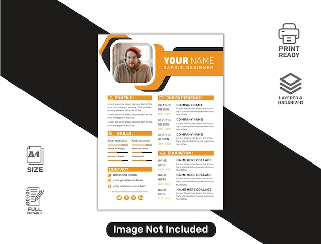 Vector limpio y moderno portafolio de currículum o plantilla de cv