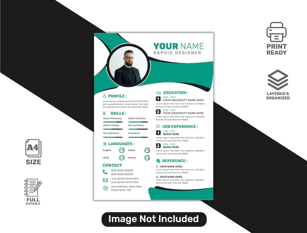 Vector limpio y moderno portafolio de currículum o plantilla de cv