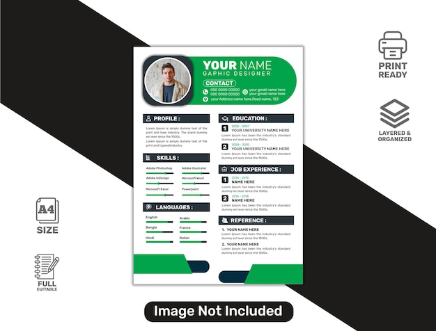 Vector limpio y moderno portafolio de currículum o plantilla de cv