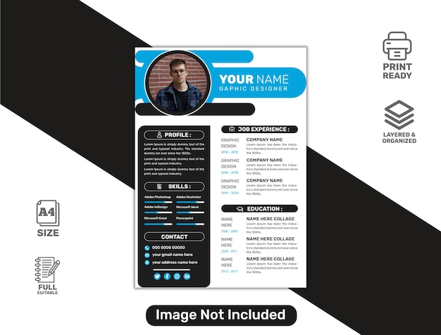 Vector limpio y moderno portafolio de currículum o plantilla de cv