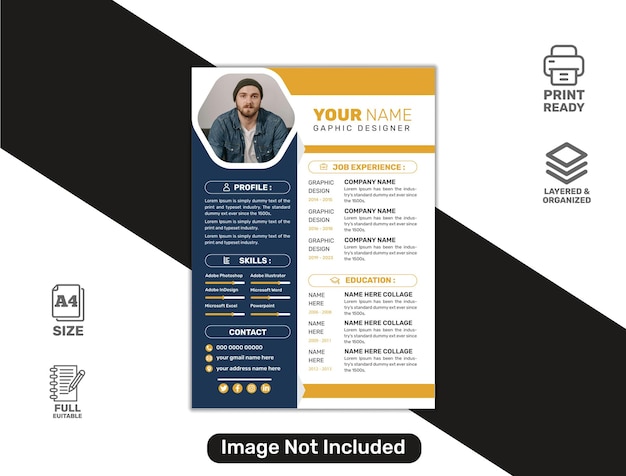 Vector limpio y moderno portafolio de currículum o plantilla de cv