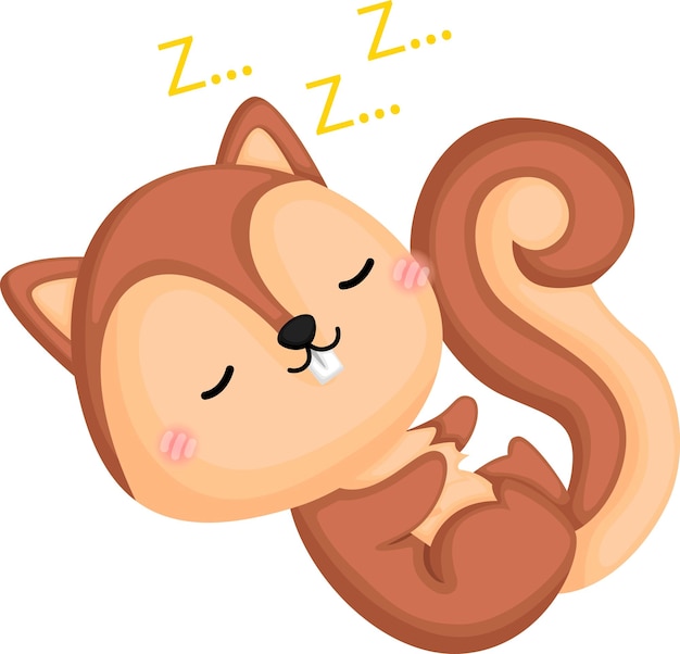 un vector de una linda ardilla dormida