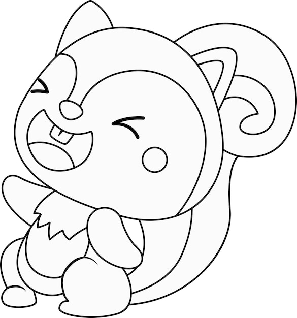 un vector de una linda ardilla riéndose en color blanco y negro