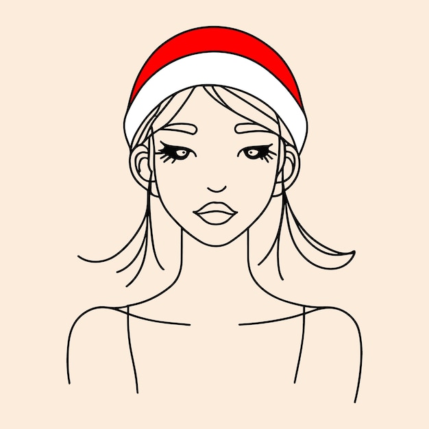 Vector linda chica anime con Papá Noel de Navidad