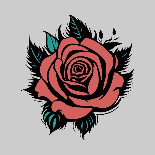 Vector de la linda flor de rosa roja Ilustración de objeto aislado