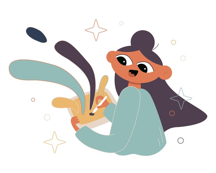 Vector vector linda ilustración plana diseñador en el trabajo el artista se inspiró diseñador con tableta