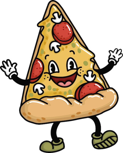 un vector de una linda pizza de dibujos animados