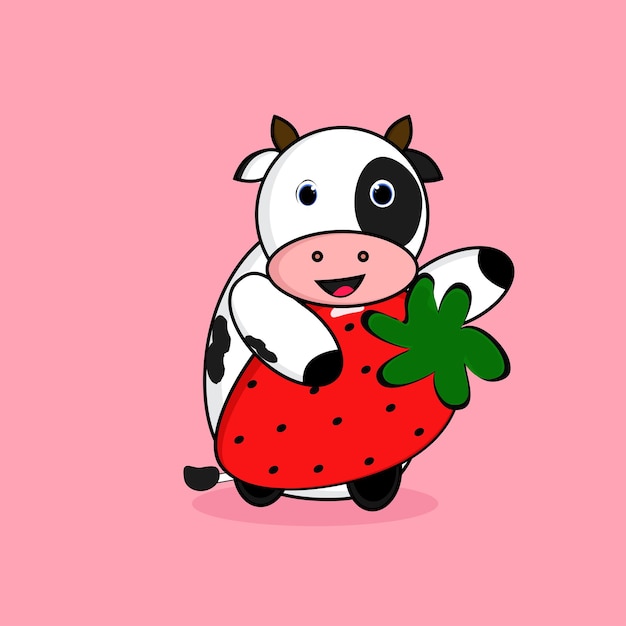 vector linda vaca abrazando fresa adecuada para productos de leche de vaca fresca