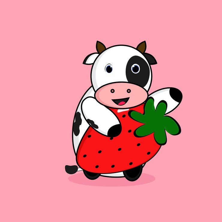 vector linda vaca abrazando fresa adecuada para productos de leche de vaca fresca