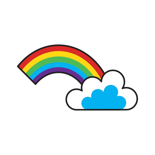 Vector lindo arco iris y nube ilustración aislada sobre fondo blanco