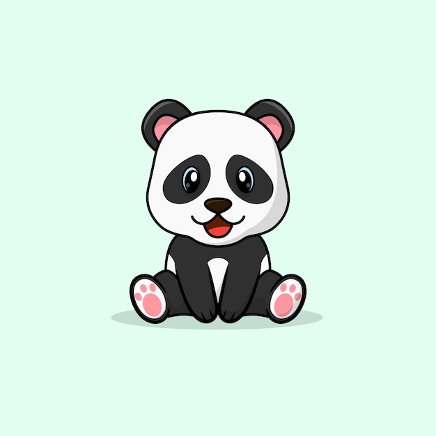 Vector lindo bebé panda dibujos animados sentado icono ilustración