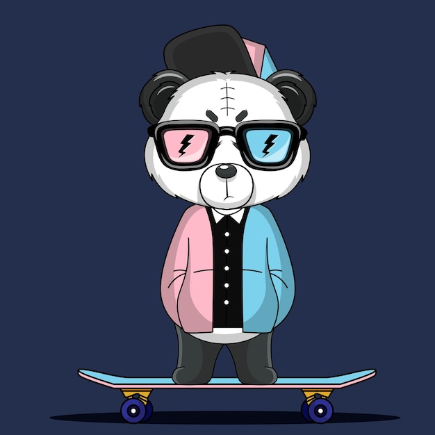 Vector lindo bebé panda de dibujos animados en traje de pirata