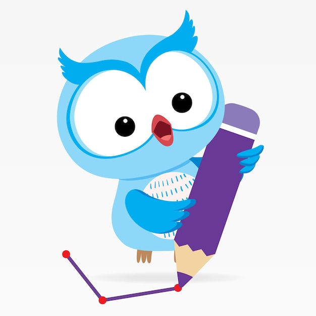 El vector lindo del búho conecta los dibujos animados de puntos.