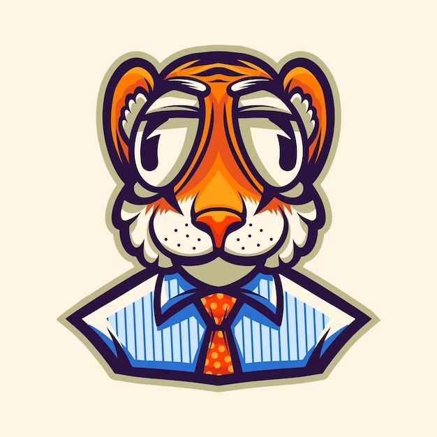 vector lindo del carácter del tigre del trabajador de oficina