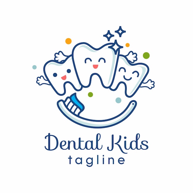 Vector lindo del diseño del logotipo de los niños dentales