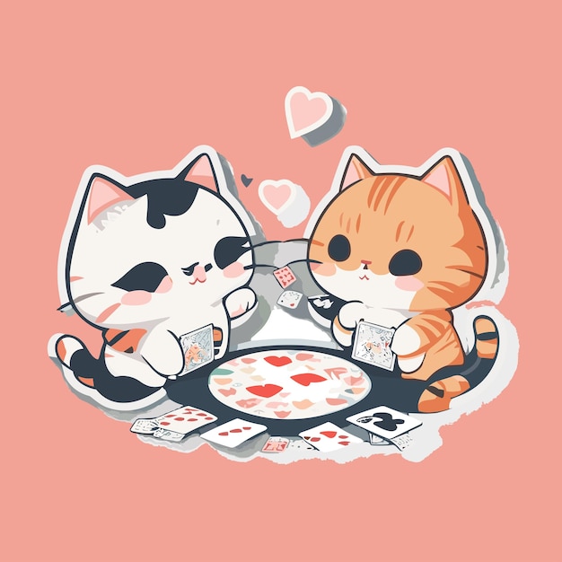 vector lindo dos gatitos jugando juntos