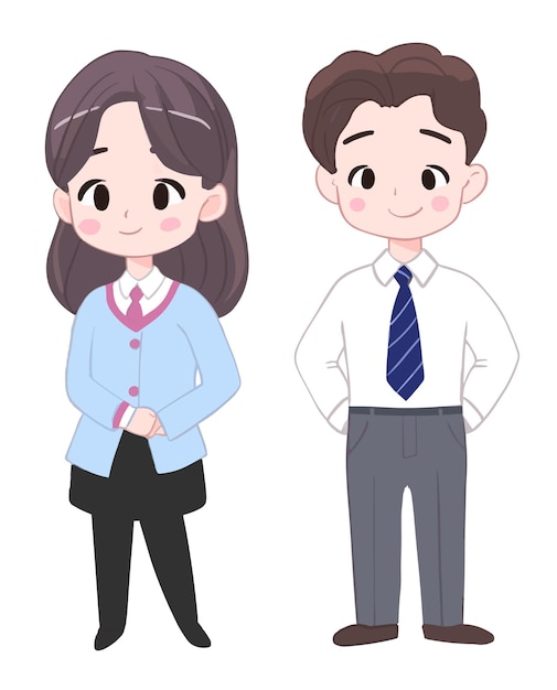 vector lindo empresario y empresaria personaje dibujos animados arte ilustración