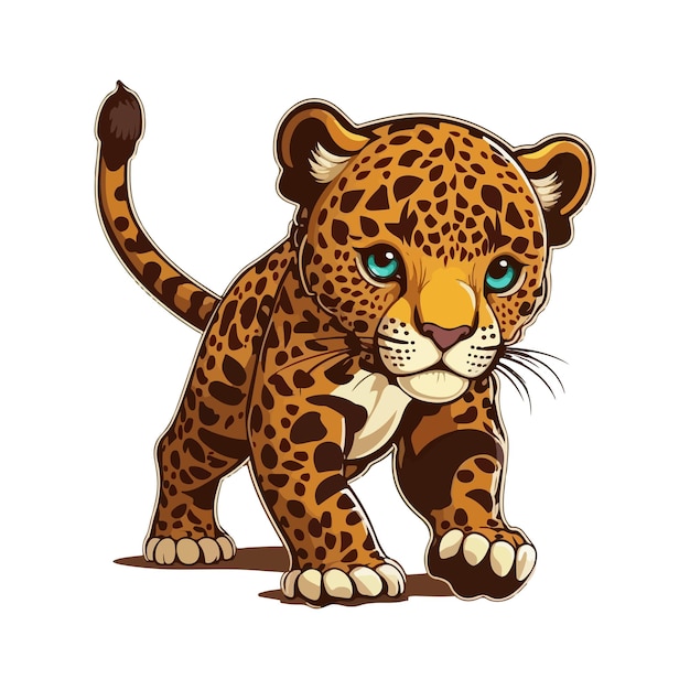 Vector lindo estilo de dibujos animados de jaguar