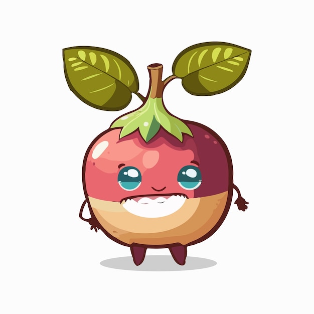Vector lindo estilo de dibujos animados de mangostán
