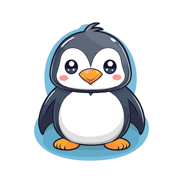 Vector, lindo, feliz, pingüino, caricatura, icono