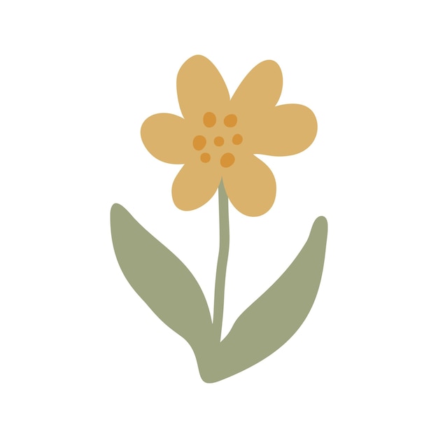 Vector lindo flores simples en imágenes prediseñadas de vivero boho. Dibujado a mano ilustración de doodle. Clipart de niños de dibujos animados para baby shower, decoración de dormitorio de niños, fiesta de cumpleaños o textil de ropa.