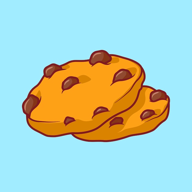 Vector lindo galletas de chocolate ilustración dibujos animados garabateo plano de líneas coloridas diseño vectorial
