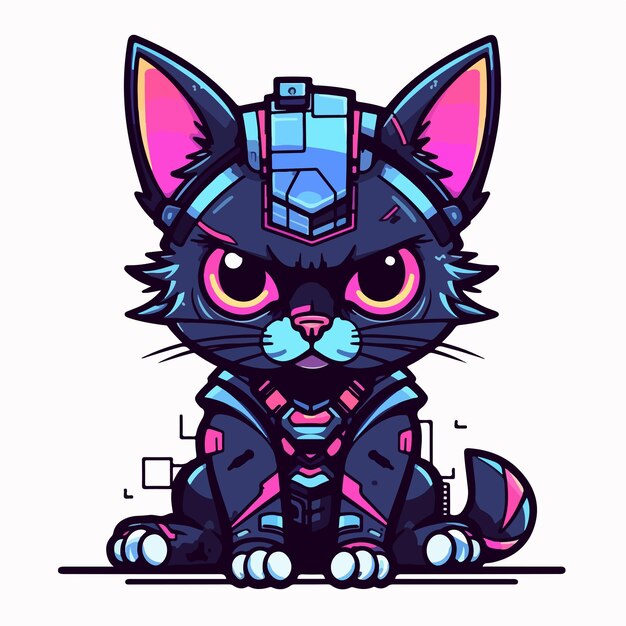 Vector vector lindo gato cyberpunk