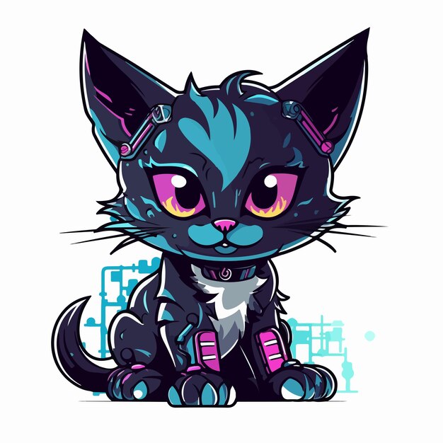 Vector vector lindo gato cyberpunk