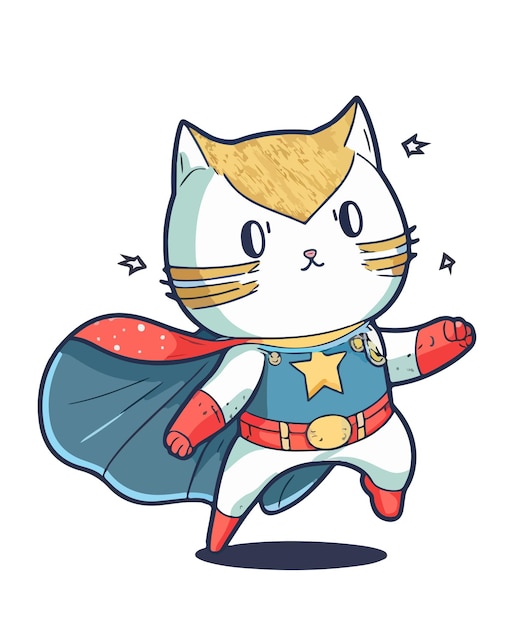 Vector lindo gato superhéroe