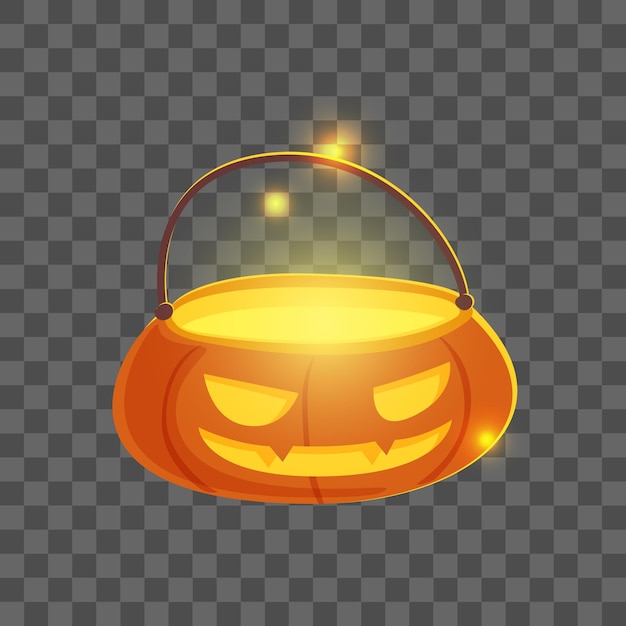 Vector lindo halloween calabaza cubo ilustración vectorial