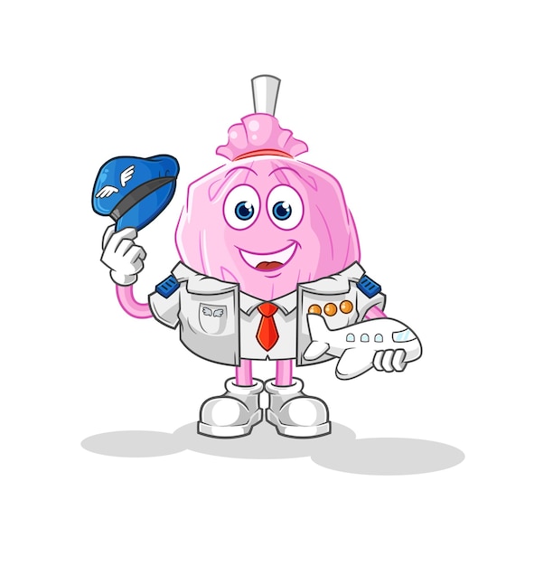 Vector lindo de la historieta de la mascota del piloto del caramelo