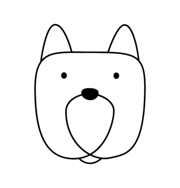 Vector lindo logotipo de perro de una línea Mascota minimalista en estilo abstracto dibujado a mano Fondo negro