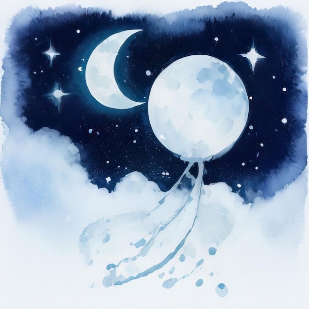 Vector vector lindo luna personaje gradiente nubes brillantes colores colección blanca