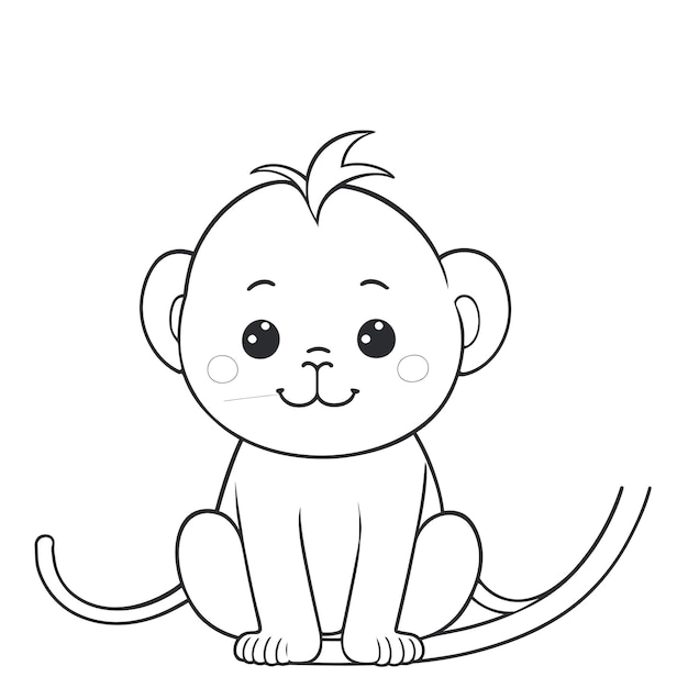Un vector de un lindo mono en blanco y negro para colorear fondo blanco transparente