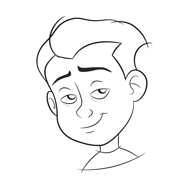 Vector, lindo, niño, contorno, caricatura, con, fondo blanco