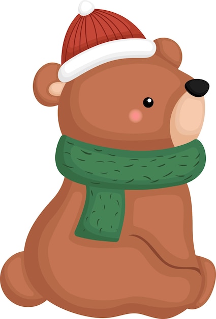 un vector de un lindo oso con un atuendo navideño