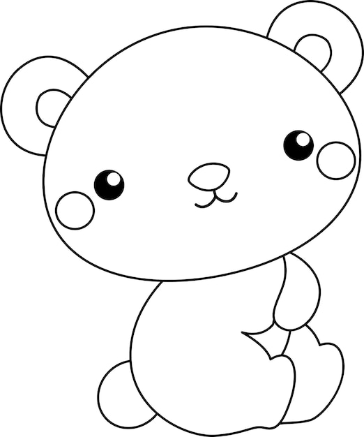 Un vector de un lindo oso en color blanco y negro